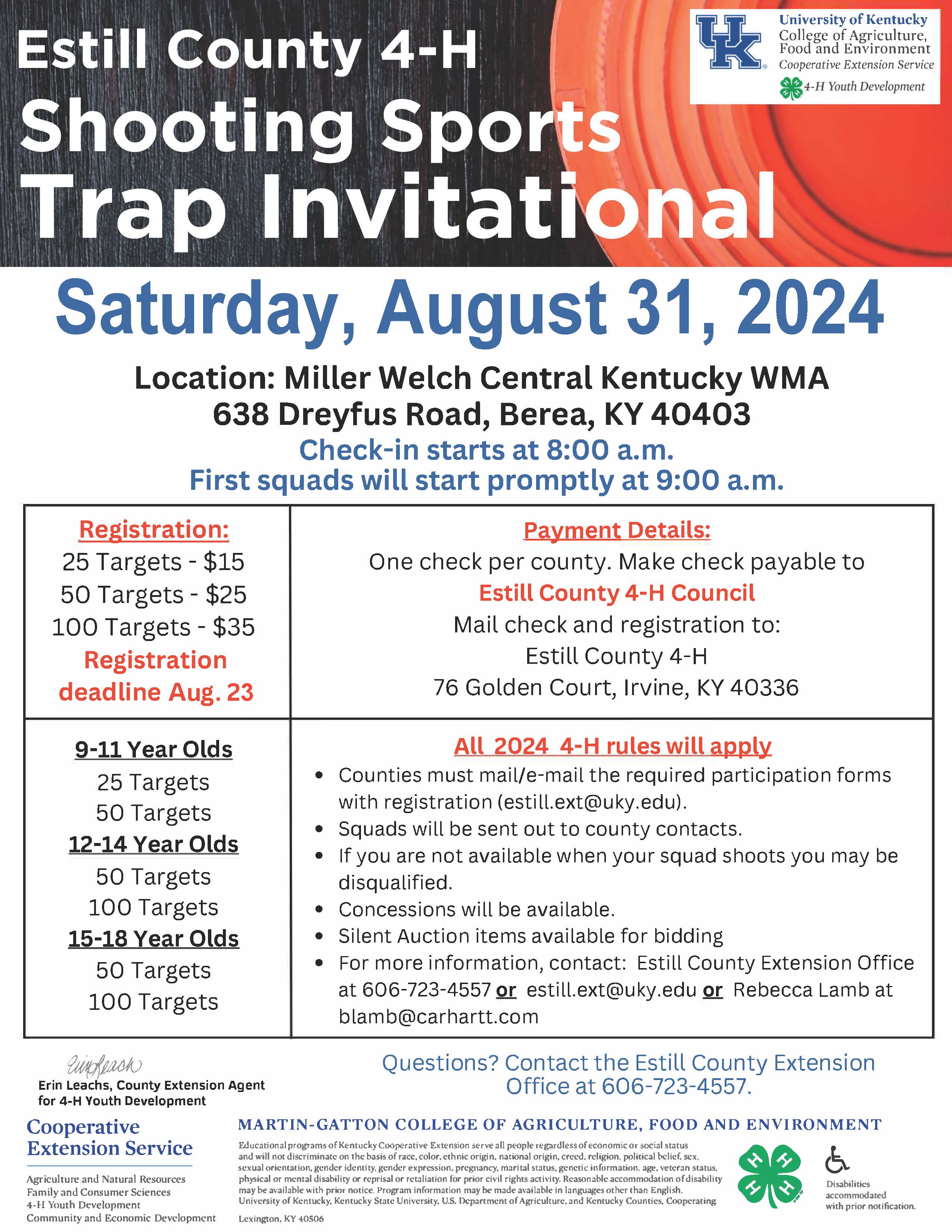 Flyer with details about the upcoming Shooting Sports Trap Invitational