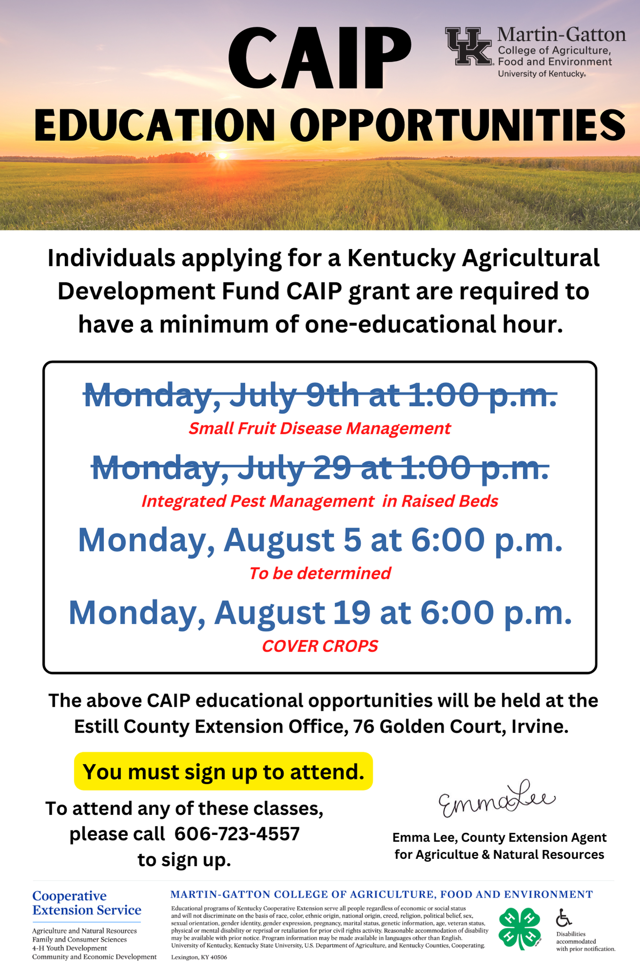 CAIP Educational Hours Meeting Flyer