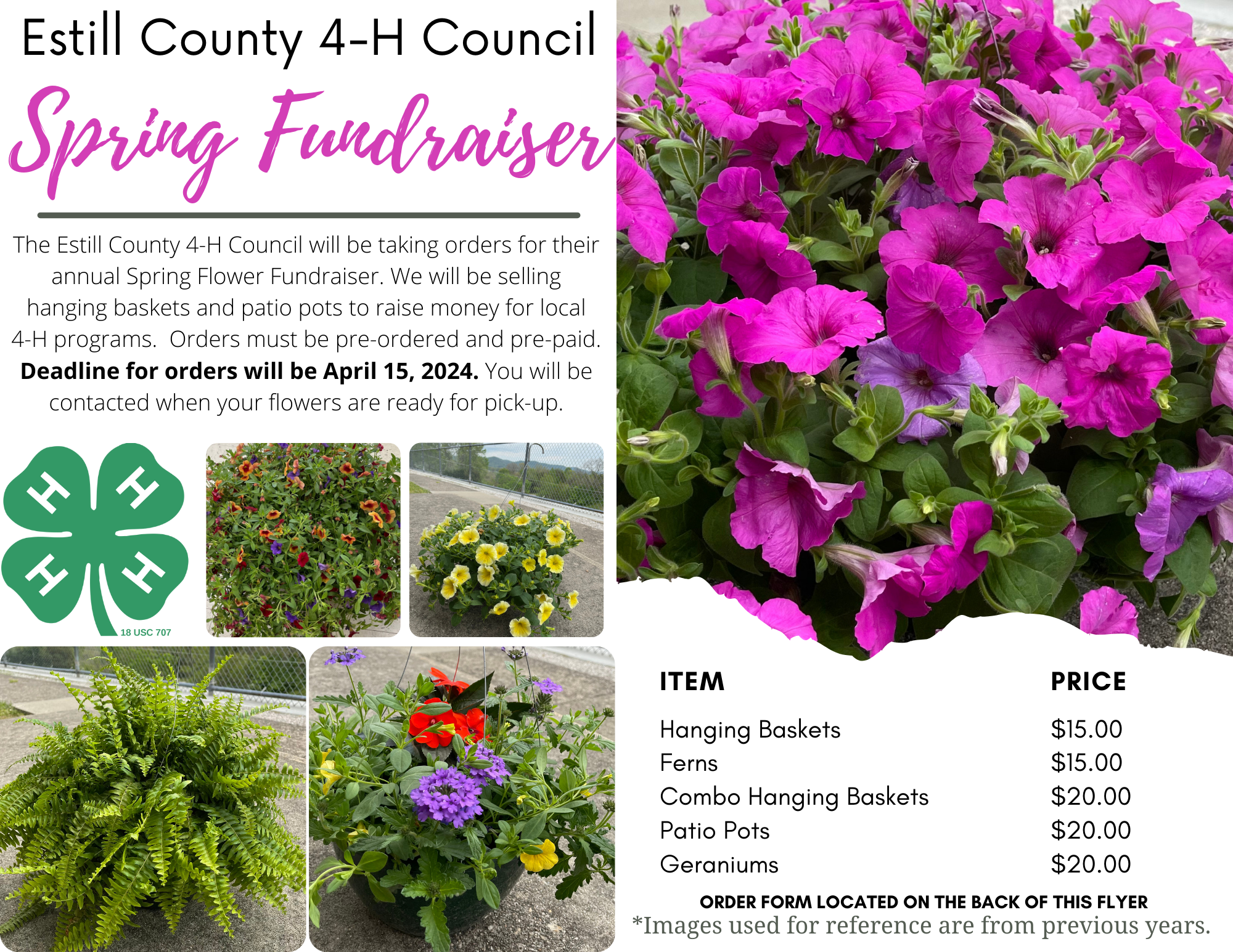 4-H Spring Flower Fundraiser Flyer